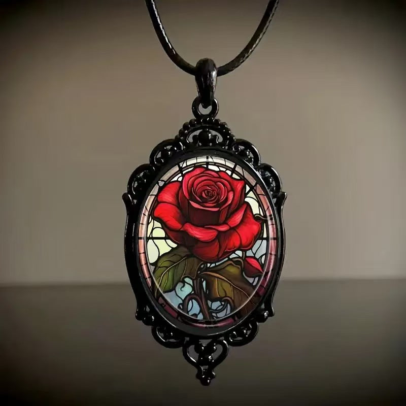 Wholesale Time Gem 18x25mm Vintage Dark Glass Necklace
